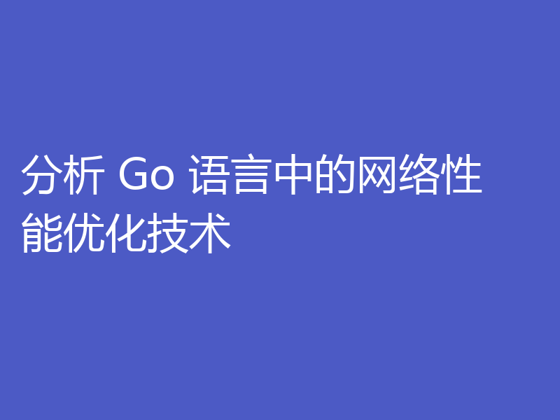 分析 Go 语言中的网络性能优化技术