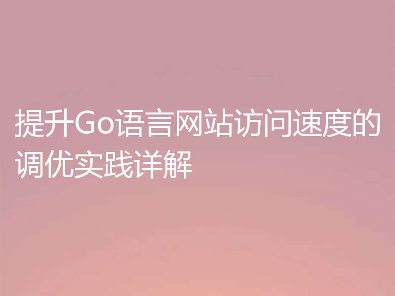 提升Go语言网站访问速度的调优实践详解