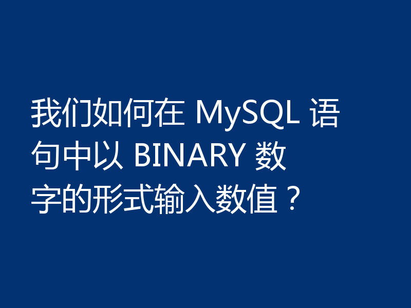 我们如何在 MySQL 语句中以 BINARY 数字的形式输入数值？