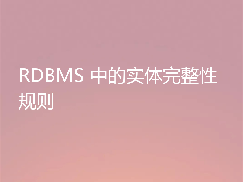 RDBMS 中的实体完整性规则