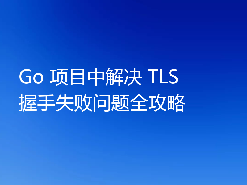 Go 项目中解决 TLS 握手失败问题全攻略