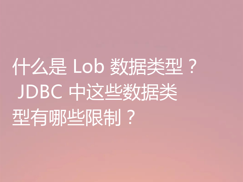 什么是 Lob 数据类型？ JDBC 中这些数据类型有哪些限制？