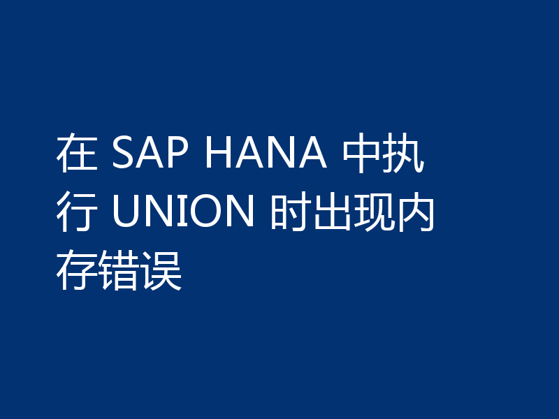 在 SAP HANA 中执行 UNION 时出现内存错误