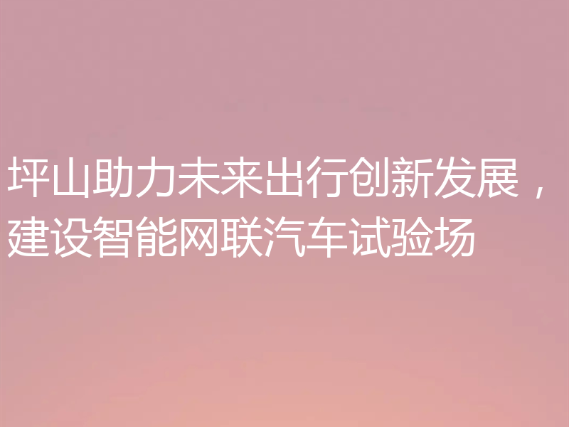 坪山助力未来出行创新发展，建设智能网联汽车试验场