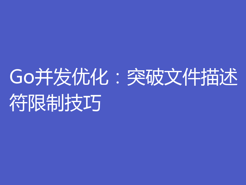 Go并发优化：突破文件描述符限制技巧
