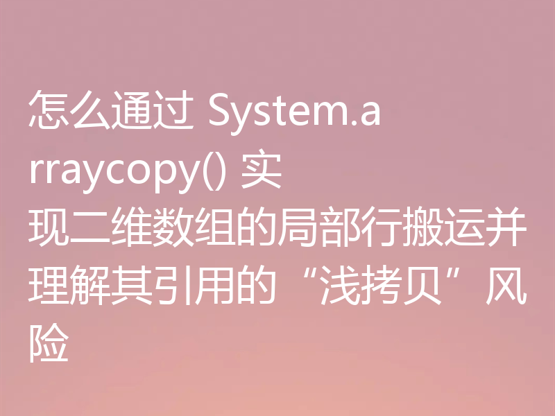 怎么通过 System.arraycopy() 实现二维数组的局部行搬运并理解其引用的“浅拷贝”风险