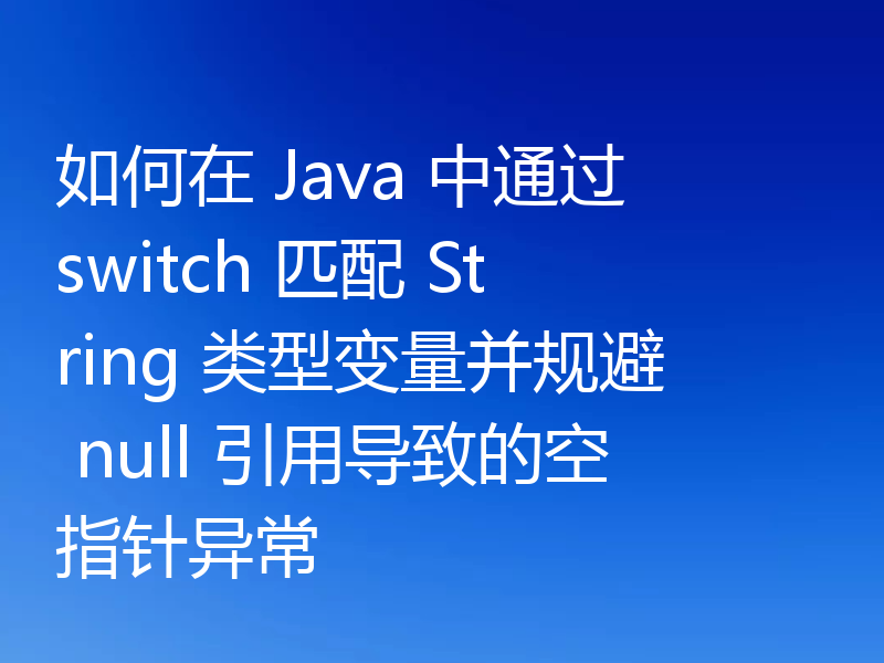如何在 Java 中通过 switch 匹配 String 类型变量并规避 null 引用导致的空指针异常