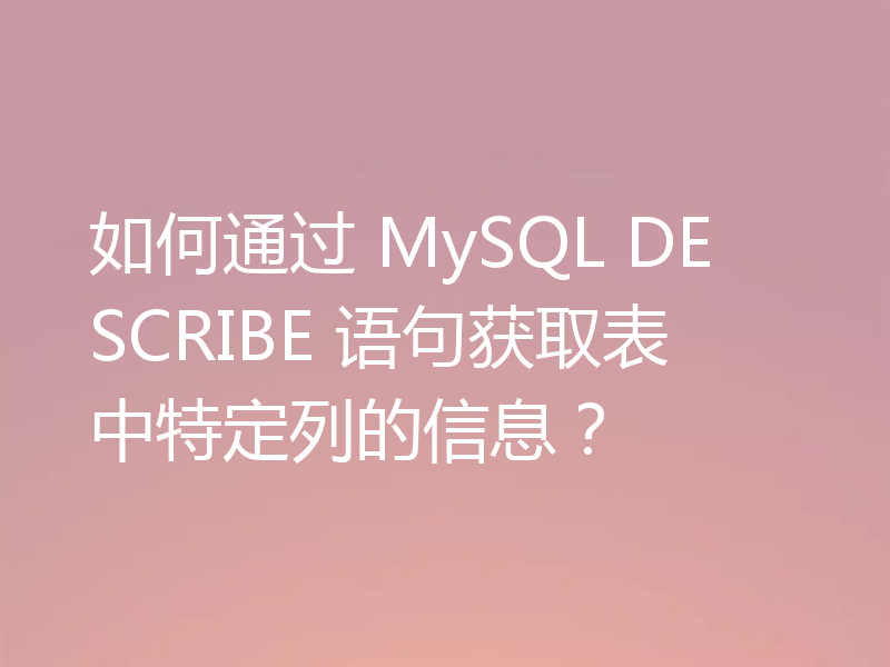 如何通过 MySQL DESCRIBE 语句获取表中特定列的信息？