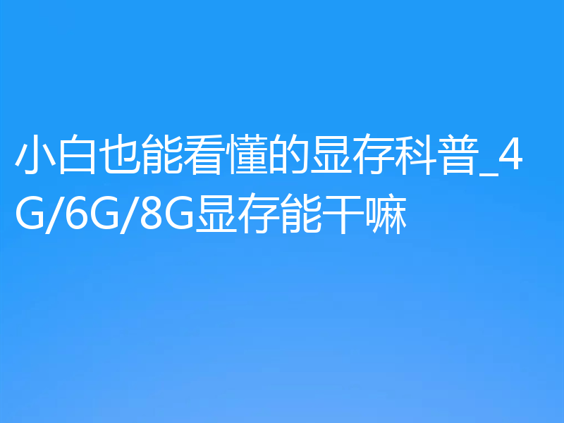 小白也能看懂的显存科普_4G/6G/8G显存能干嘛
