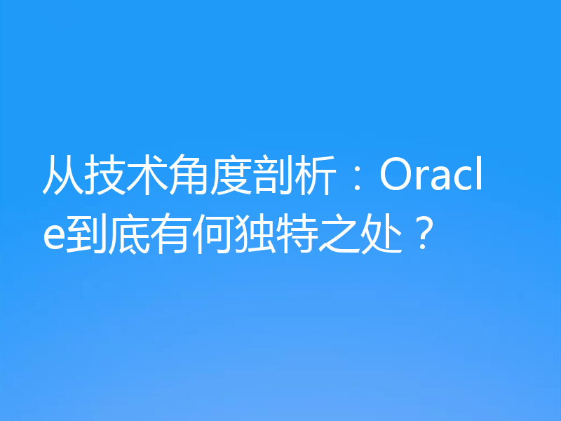从技术角度剖析：Oracle到底有何独特之处？