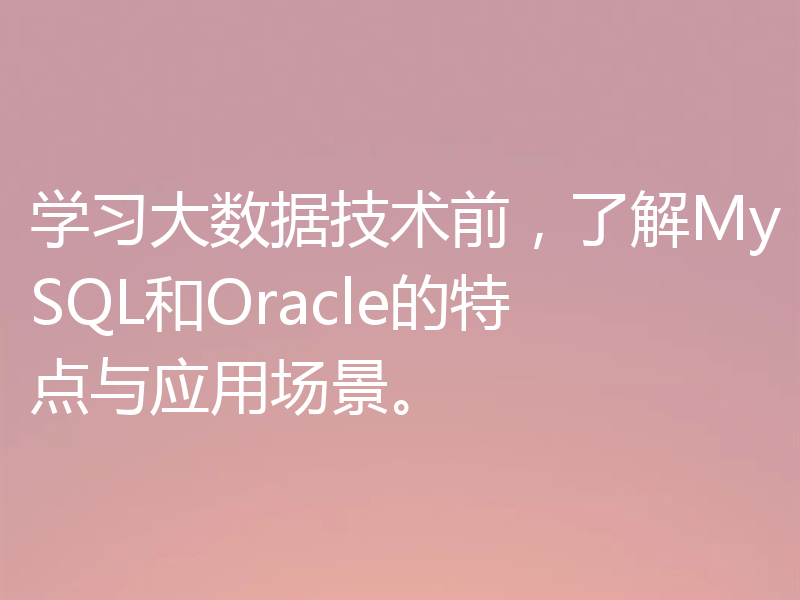 学习大数据技术前，了解MySQL和Oracle的特点与应用场景。