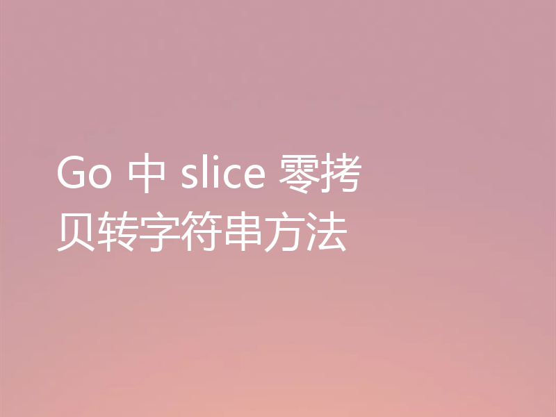 Go 中 slice 零拷贝转字符串方法
