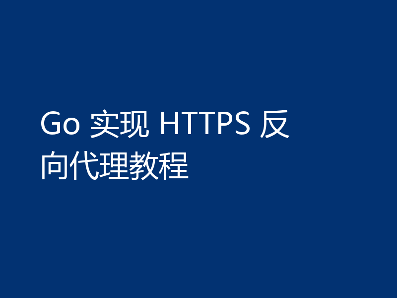 Go 实现 HTTPS 反向代理教程
