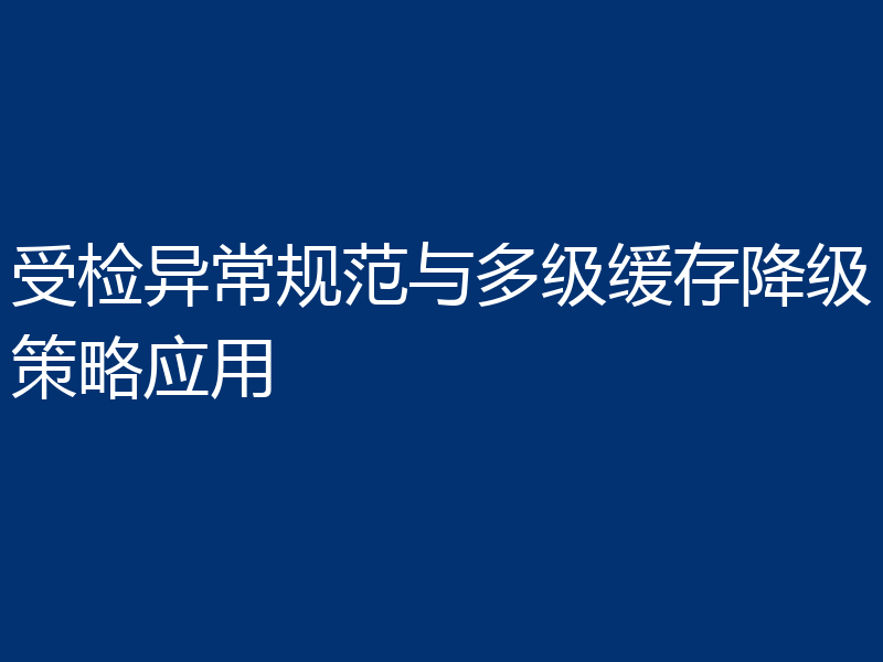 受检异常规范与多级缓存降级策略应用
