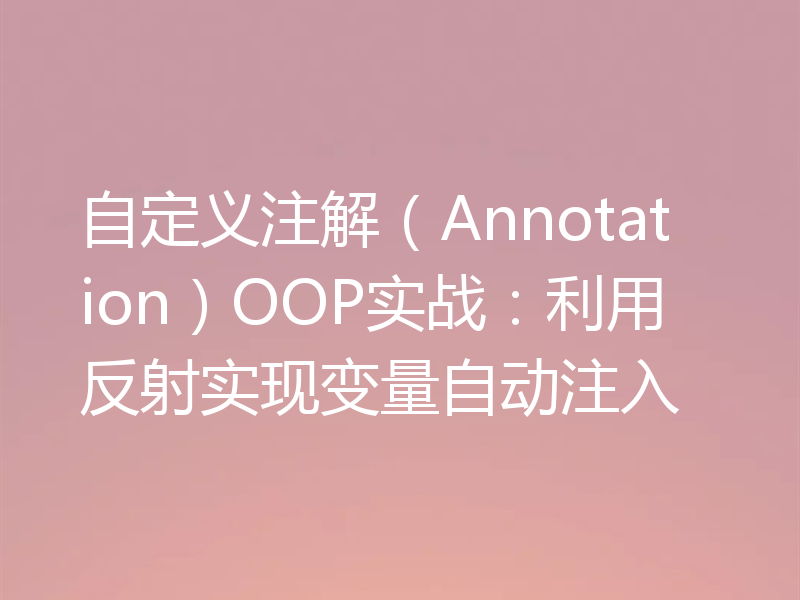 自定义注解（Annotation）OOP实战：利用反射实现变量自动注入