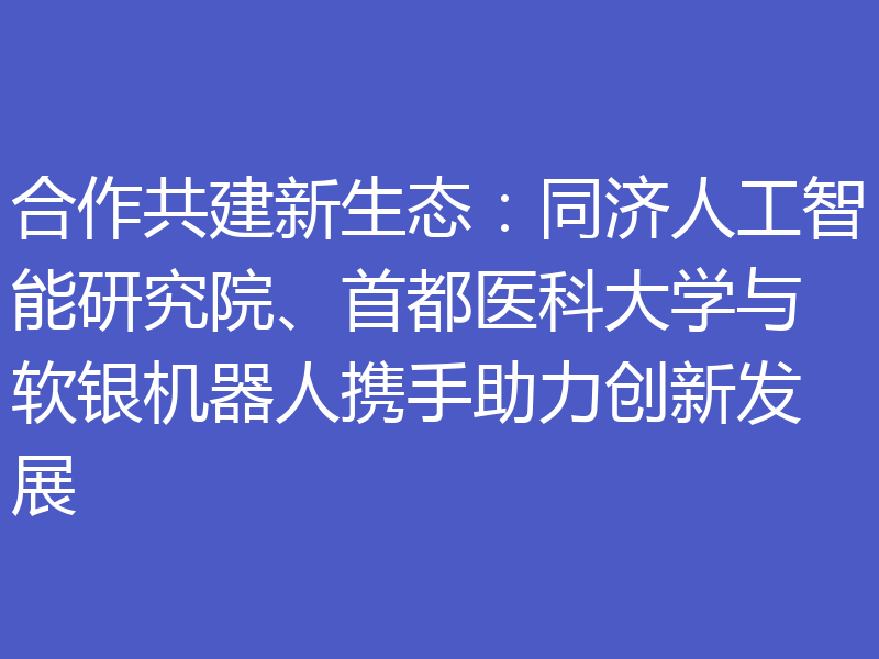 合作共建新生态：同济人工智能研究院、首都医科大学与软银机器人携手助力创新发展