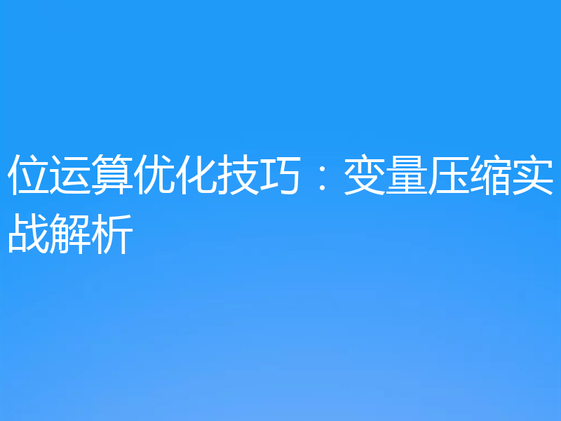 位运算优化技巧：变量压缩实战解析