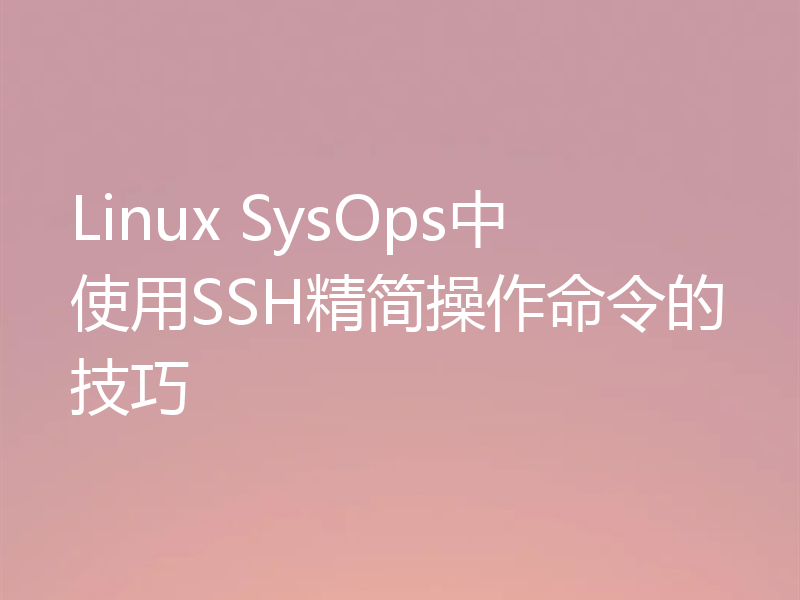 Linux SysOps中使用SSH精简操作命令的技巧