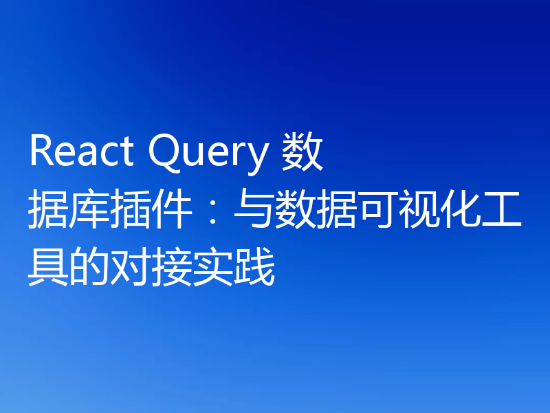 React Query 数据库插件：与数据可视化工具的对接实践
