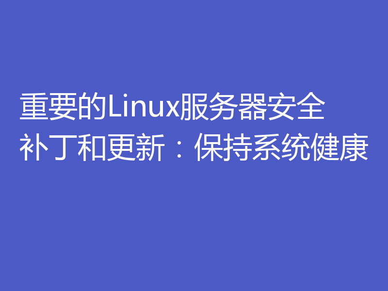 重要的Linux服务器安全补丁和更新：保持系统健康