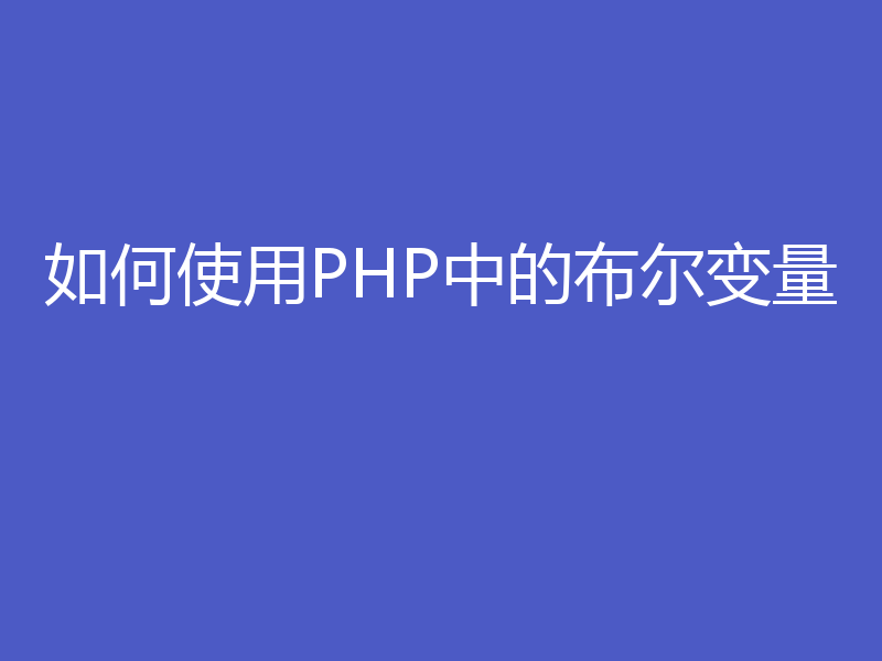 如何使用PHP中的布尔变量