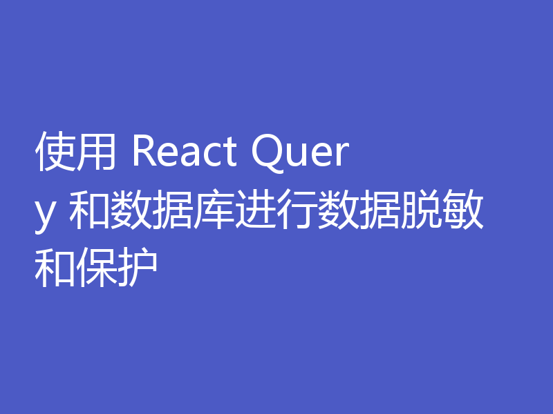 使用 React Query 和数据库进行数据脱敏和保护