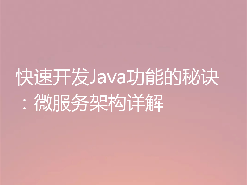 快速开发Java功能的秘诀：微服务架构详解