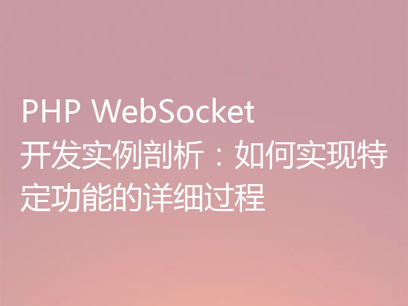 PHP WebSocket开发实例剖析：如何实现特定功能的详细过程