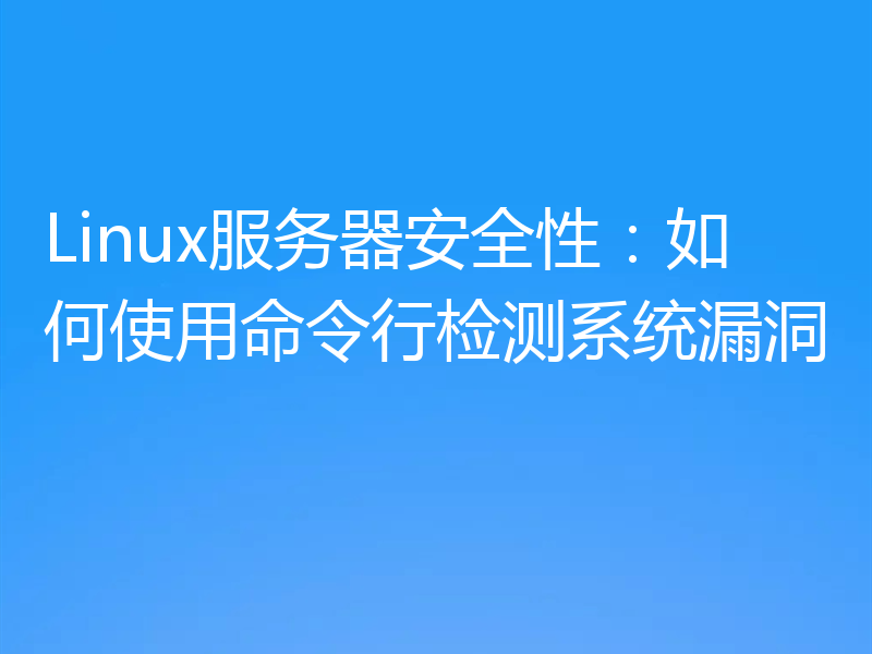 Linux服务器安全性：如何使用命令行检测系统漏洞