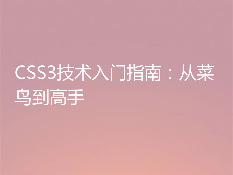 CSS3技术入门指南：从菜鸟到高手