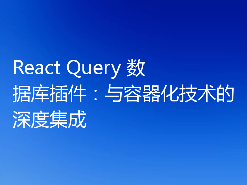 React Query 数据库插件：与容器化技术的深度集成
