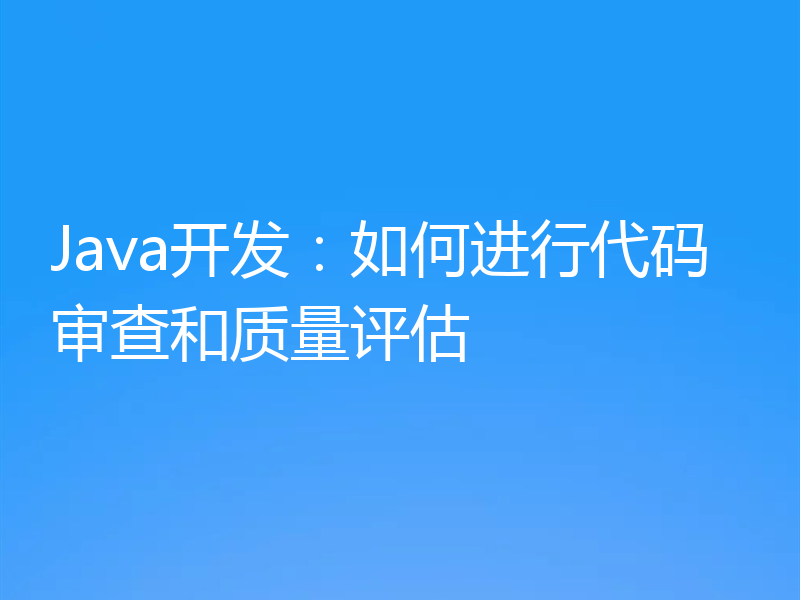 Java开发：如何进行代码审查和质量评估