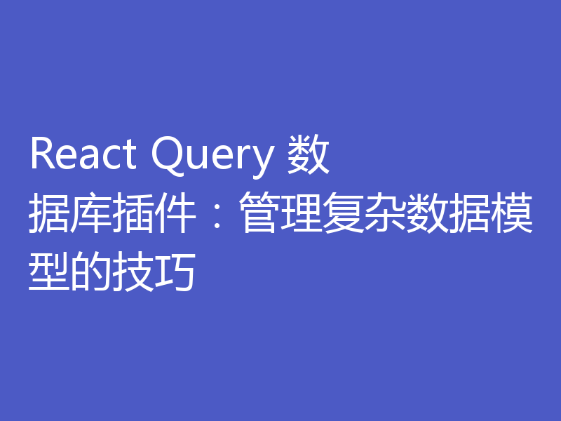 React Query 数据库插件：管理复杂数据模型的技巧