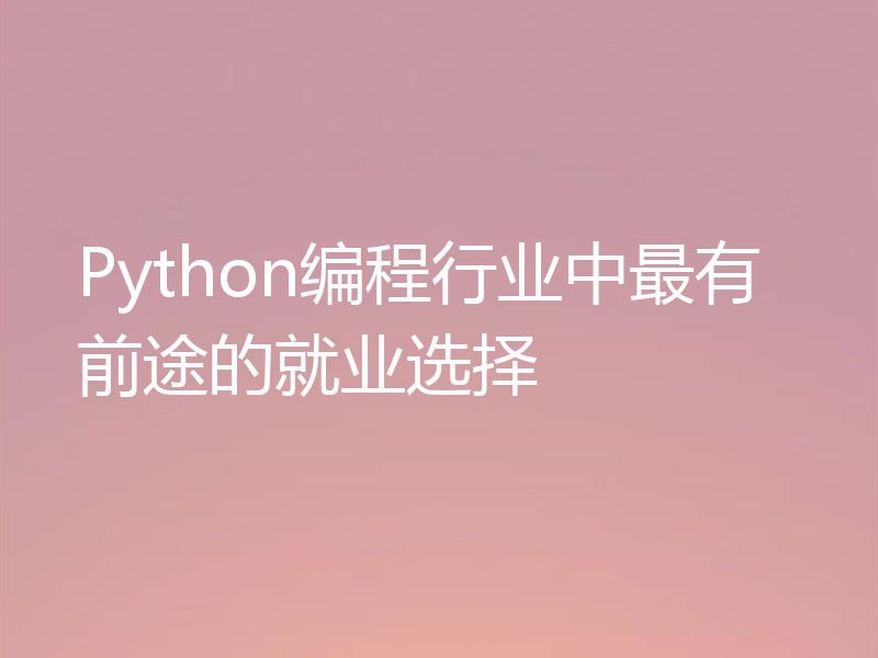 Python编程行业中最有前途的就业选择