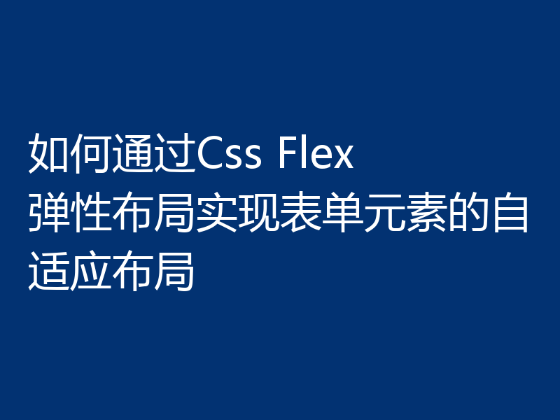如何通过Css Flex 弹性布局实现表单元素的自适应布局