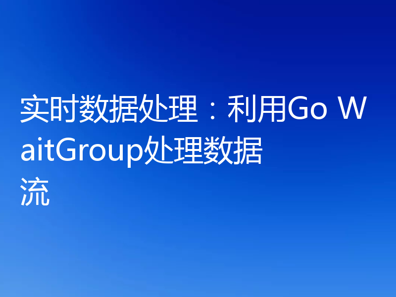 实时数据处理：利用Go WaitGroup处理数据流