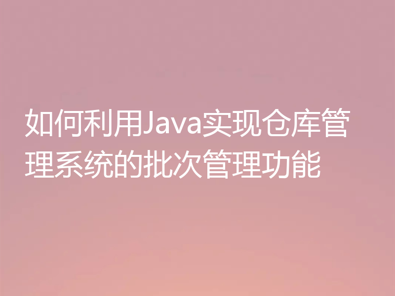 如何利用Java实现仓库管理系统的批次管理功能
