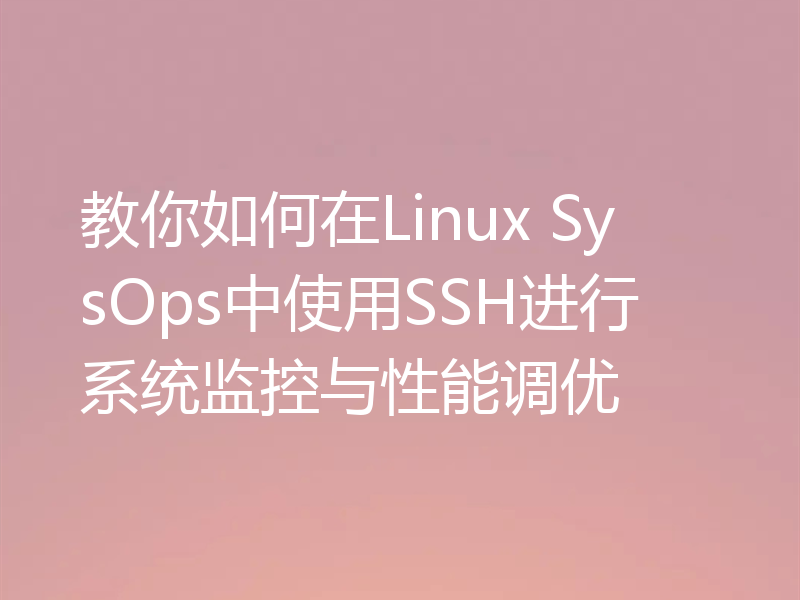 教你如何在Linux SysOps中使用SSH进行系统监控与性能调优