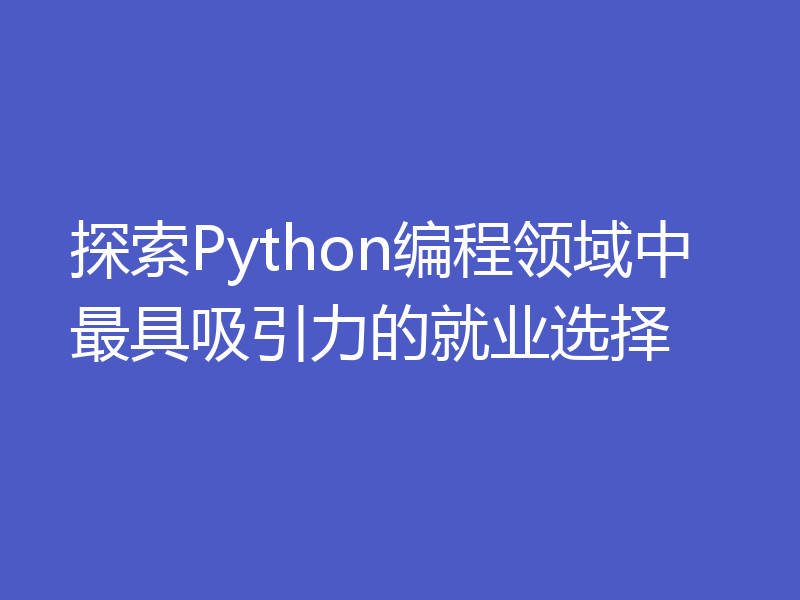 探索Python编程领域中最具吸引力的就业选择