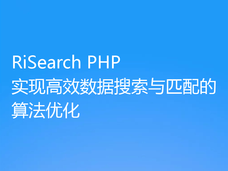 RiSearch PHP 实现高效数据搜索与匹配的算法优化