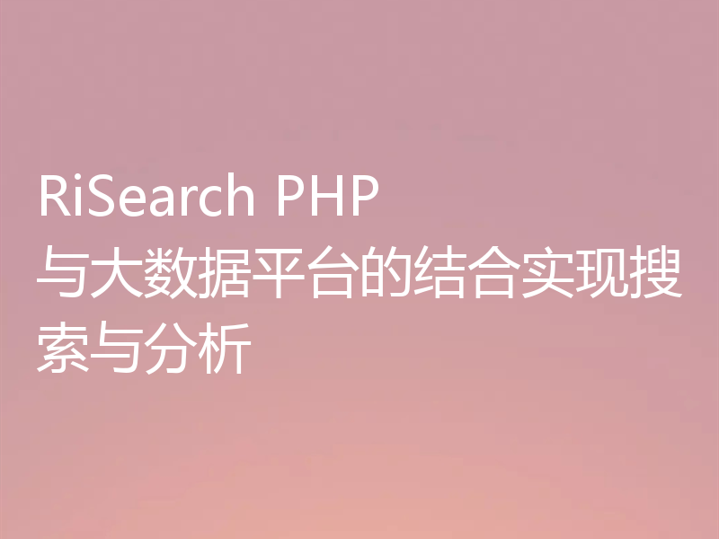 RiSearch PHP 与大数据平台的结合实现搜索与分析