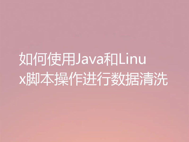 如何使用Java和Linux脚本操作进行数据清洗