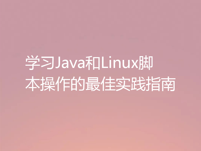 学习Java和Linux脚本操作的最佳实践指南