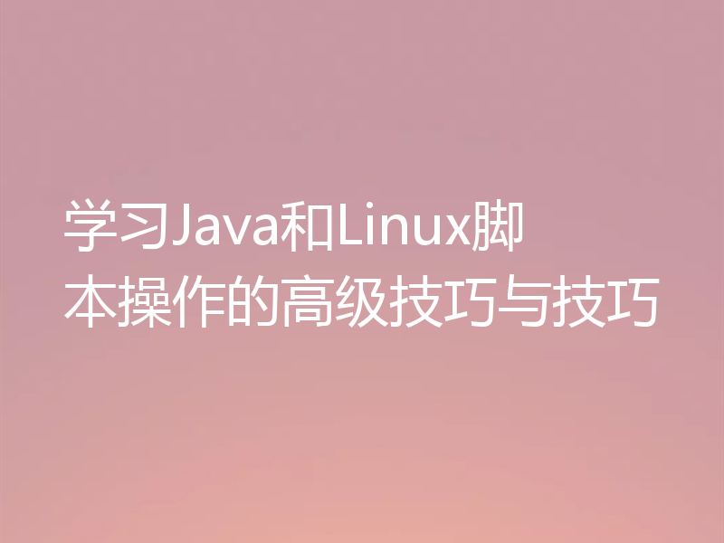 学习Java和Linux脚本操作的高级技巧与技巧