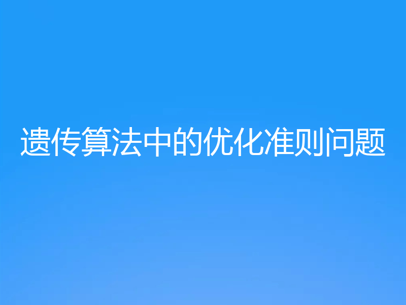 遗传算法中的优化准则问题