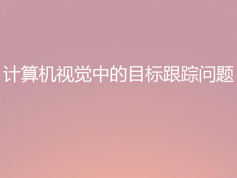 计算机视觉中的目标跟踪问题