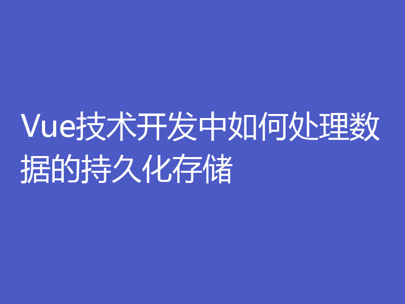Vue技术开发中如何处理数据的持久化存储