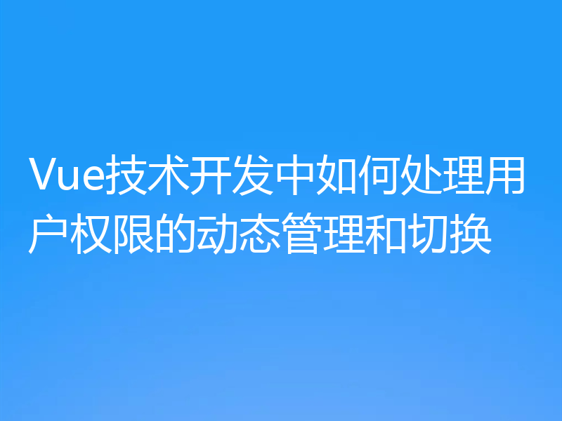 Vue技术开发中如何处理用户权限的动态管理和切换
