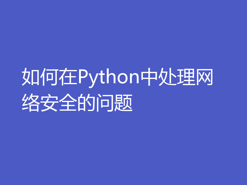 如何在Python中处理网络安全的问题