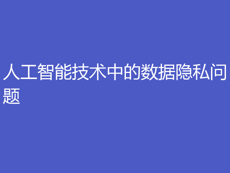 人工智能技术中的数据隐私问题